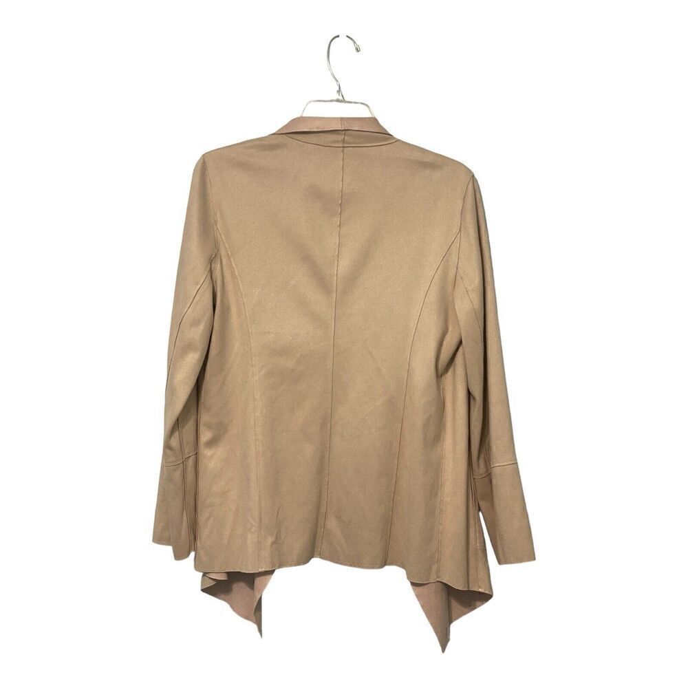 Chicos Faux Suede Double Face Open Duster Womens Size 0 US Size 4/6 Tan/PalePink - Picture 2 of 10